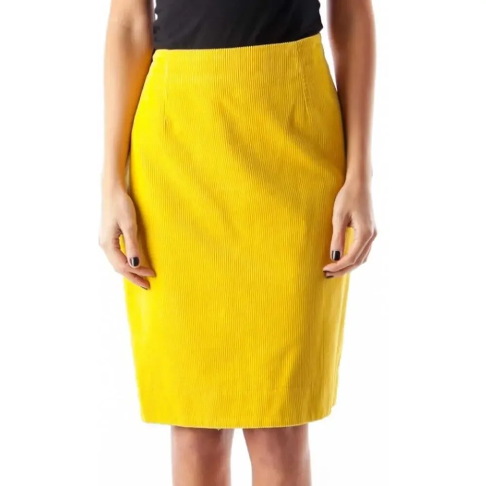 Anthropologie Maeve Yellow Corduroy Mini‎ Skirt Size 4 NWOT